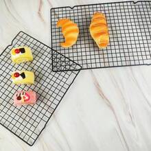 1pc Black Mesh Cooling Rack, High Foot Baking Cooling Rack, Oil Draining Rack, Roasting Grid, Baking Accessories, Suitable For Home, Kitchen, Restaurant, Hotel, Bakery, Outdoor - Black - View 5