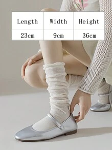 1 đôi Của phụ nữ Mùa xuân/Mùa hè Ballet Phong cách Vớ , Tất tới đầu gối , In Trắng đen - trắng - Xem 7