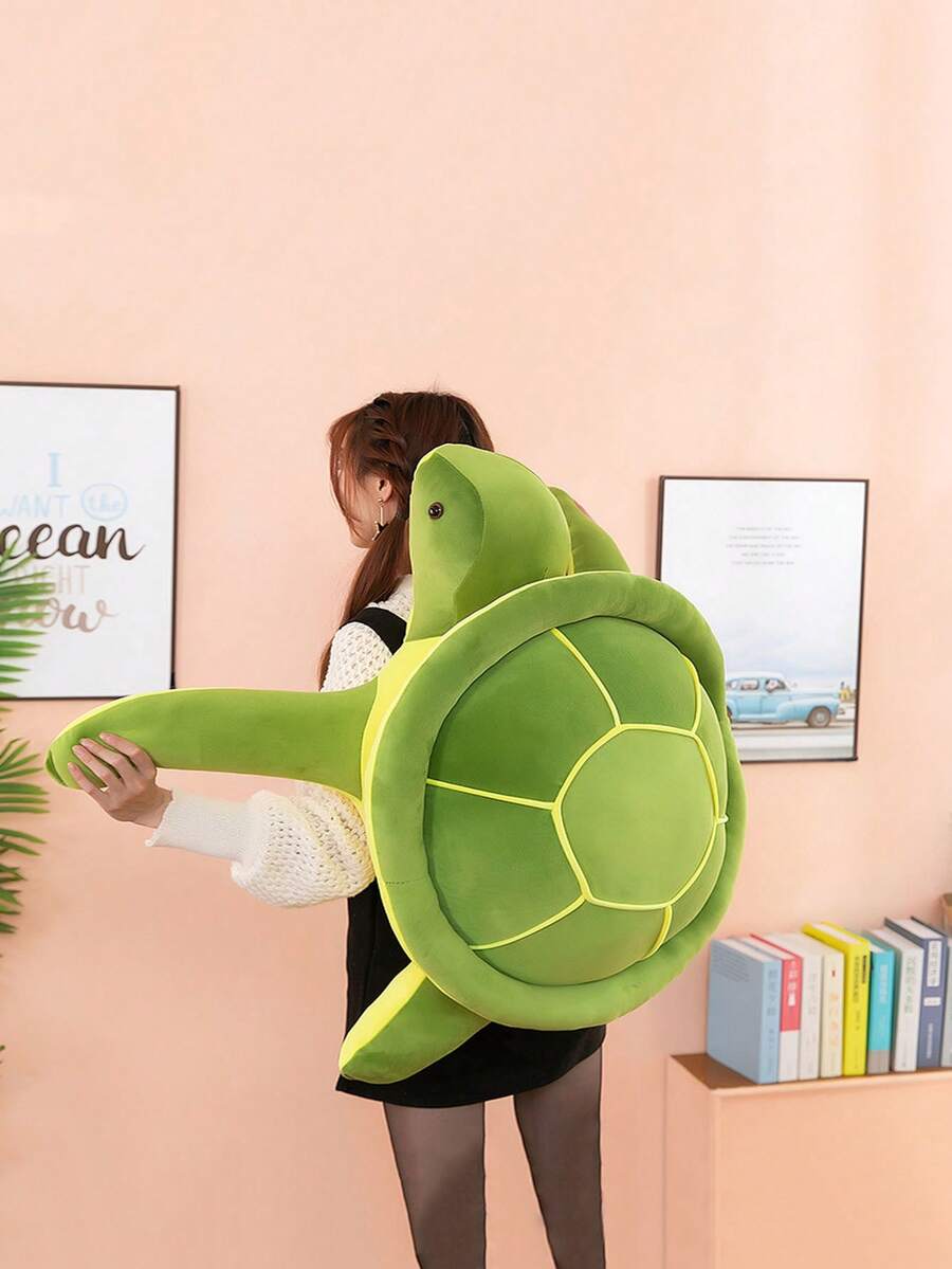 1pc Simulated Sea Turtle Plush Toy, Turtle Stuffed Animal Pillow, Doll For Girls To Sleep With - Green - View 1