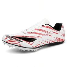 New Breathable Spikes Track And Field Running Shoes For Men, Professional Trainer Sports Shoes For Middle And Long Distance Running, Durable And Non-Slip, Large Size - Red and White - View 2