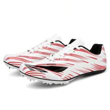 New Breathable Spikes Track And Field Running Shoes For Men, Professional Trainer Sports Shoes For Middle And Long Distance Running, Durable And Non-Slip, Large Size - Red and White - View 6