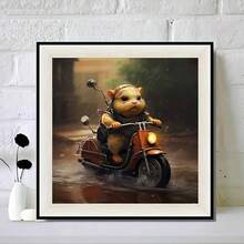 1入組帆布墻藝術摩托老鼠,可愛老鼠家裝飾房間裝飾幼稚園兒童房玩具店裝飾禮品(不帶框) - 黃色 - 查看 1