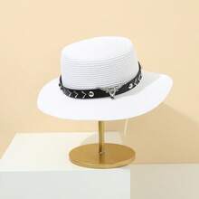 1 Miếng Của phụ nữ Giải trí & Thanh lịch Phong cách Thắt lưng Mũ chống nắng Với Màu bạc Kim loại Đầu bò Trang trí Và Dệt Cỏ Thiết kế Đối với bờ biển Du lịch Boho - Trang trí thắt lưng - Xem 5