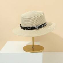 1 Miếng Của phụ nữ Giải trí & Thanh lịch Phong cách Thắt lưng Mũ chống nắng Với Màu bạc Kim loại Đầu bò Trang trí Và Dệt Cỏ Thiết kế Đối với bờ biển Du lịch Boho - Trang trí thắt lưng - Xem 3