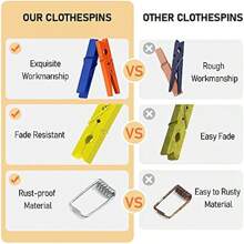 20入組有色衣架,彩色木質衣夾彩虹顏色裝飾手工藝品夾子照片圖片裝飾夾衣服座 - 彩色 - 查看 4