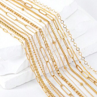 2m Fashionable Stainless Steel Gold Color Chain, Suitable For Diy Jewelry Making