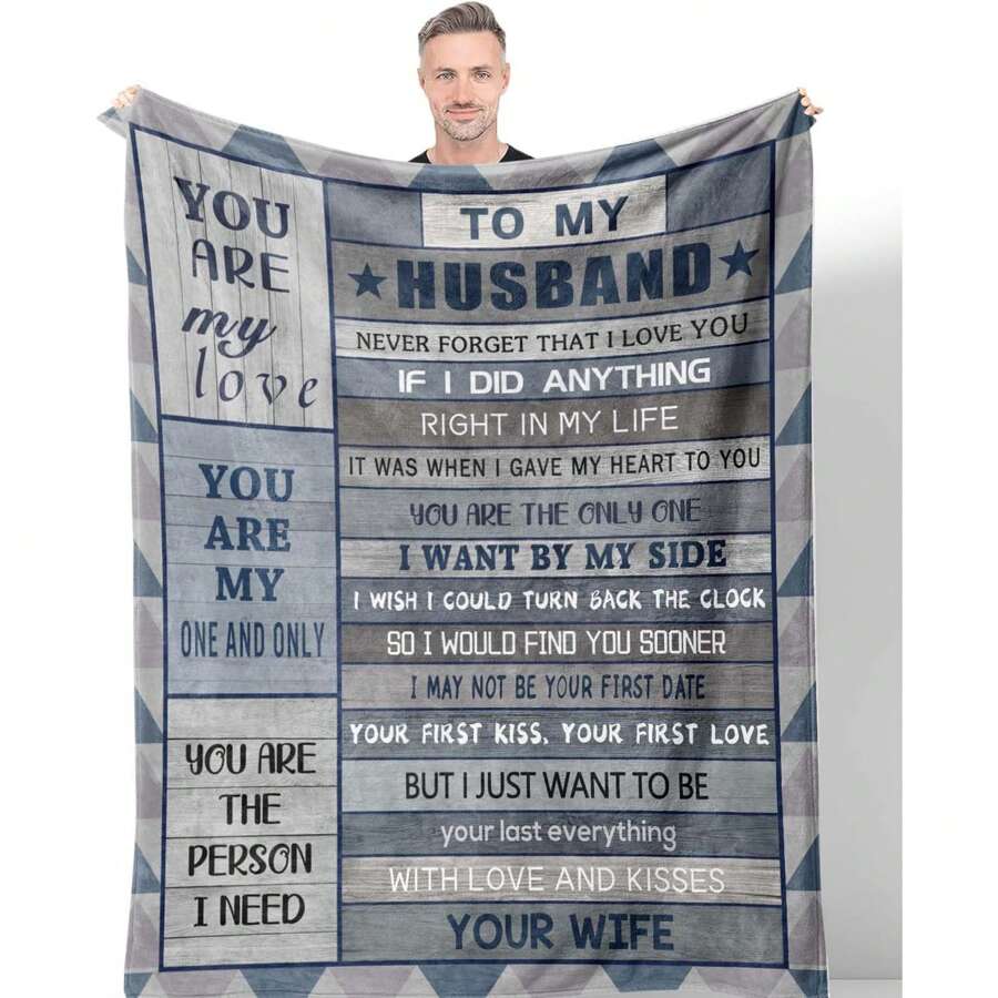 1pc For My  Husband Blanket,Husband Gifts Blanket, Gifts For Husband/Him Blanket , Anniversary Birthday Gifts For Husband, Husband Birthday Gifts From Wife, Husband Birthday Gift Ideas, Best Husband Gifts For Men  - Multicolor - View 1