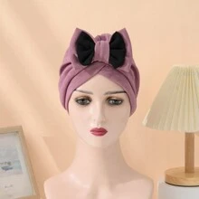 1 Mũ Ramadan phong cách Bohemian dành cho nữ, Mũ trùm đầu trang trí nơ hai màu co giãn mới, Thích hợp cho các bữa tiệc thời trang, Sử dụng hàng ngày, Mũ len nhẹ và mềm mại - Nhiều màu - Xem 4