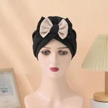 1 Mũ Ramadan phong cách Bohemian dành cho nữ, Mũ trùm đầu trang trí nơ hai màu co giãn mới, Thích hợp cho các bữa tiệc thời trang, Sử dụng hàng ngày, Mũ len nhẹ và mềm mại - Nhiều màu - Xem 6