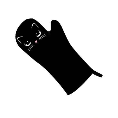 Luva de Cozinha para Forno Gato Preto