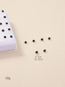 1 Conjunto (20 Pares) Set De Aretes Para Hombres - Negro - Ver 11