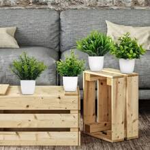 4pcs Small Green Fake Plants In White Planters, Artificial Plants For Home Decor Indoor, Plastic Eucalyptus Plants For Office Desk Bathroom Bedroom Greenery Decoration Mini Fake Plants In Pots Wheat Grass Potted Faux Plants Indoor For Office Desk, Valentine Day, Gift Gifts Birthday Graduation,Garden Decor,Outdoor Plant,Gardening,Fake Flowers