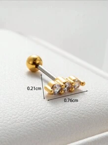 Toppiercing 1 Miếng Đúng mốt Đồng Khối Zirconia  Giọt nước & Chim Hình dạng Xuyên Hoa tai Với Thép không gỉ Trục - Vàng - Xem 3