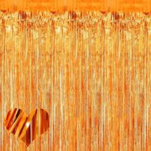 4packs Orange Foil Fringe Curtains Set & Metallic Photo Booth Backdrop Door Curtain, Perfect Decorations For Halloween Party, Wedding, Engagement, Birthday, Anniversary, Graduation, Bachelor Party And Other Important Occasions,Christmas