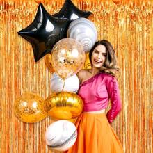 4packs Orange Foil Fringe Curtains Set & Metallic Photo Booth Backdrop Door Curtain, Perfect Decorations For Halloween Party, Wedding, Engagement, Birthday, Anniversary, Graduation, Bachelor Party And Other Important Occasions,Christmas