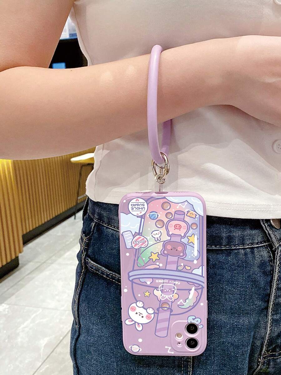 1 Ốp điện thoại bảo vệ ống kính máy ảnh chống rơi thời trang màu tím trà sữa Gradient tương thích với Apple/Redmi/VIVO/OPPO/Transsion - chiếc nhẫn màu tím - Xem 1