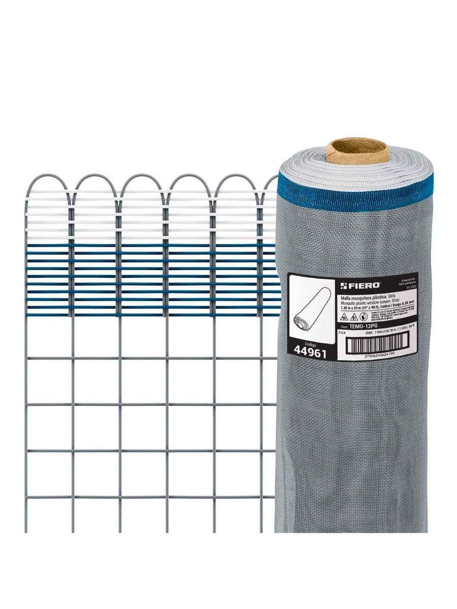 Rollo de 30 m x 1.2 m de malla mosquitera plástica gris TEMO-12PG - Gris Claro - Ver 1