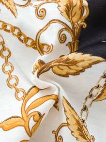 2 Stücke/Set Baby Mädchen Retro Kette & Bedrucktes Cap Sleeve Top und Faux Leder Shorts mit Gürtel, Frühling/Sommer