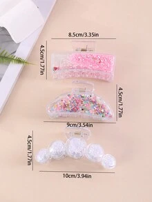 3 cái/bộ Dễ thương Nhiều màu Hình dạng Chất lỏng Cát Móng vuốt tóc - Nhiều màu - Xem 6