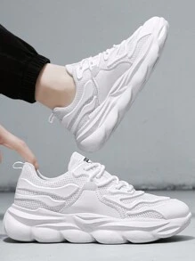 Herren Sportschuhe, Atmungsaktive Mesh-sneakers In Weißer Und Schwarzer Farbe, Einfache Und Stilvolle Laufschuhe Für Junge Männer - Weiss - Übersicht 2