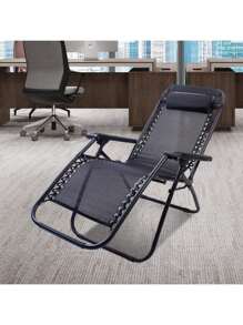 Set De 2 Camastros Silla Plegable Portátil Mas Porta Bebidas - Negro - Ver 7