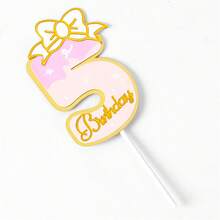 Pink Bow 0-9 Large Number 1 Cake Card Decorate Cake Plug-In Card - Pastel Numbers - View 7