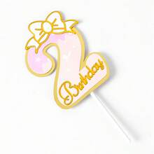 Pink Bow 0-9 Large Number 1 Cake Card Decorate Cake Plug-In Card - Pastel Numbers - View 4