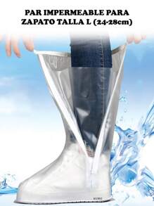 Par de Cubierta Impermeables Cubrecalzado Talla L 24-28 CM Fundas De Lluvia Para Zapatos Reutilizables A Prueba De Agua - Blanco - Ver 2
