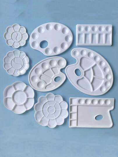 1 pieza Paleta de pintura de plástico para acrílicos y acuarelas, bandeja de mezcla para el regreso a la escuela, útiles escolares