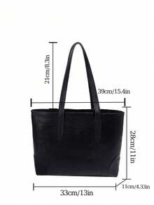 1 Pc New Fashion Large Capacity Portable Contrast Checker Pattern Double Handle Zipper PU Leather Women's Shoulder Tote Bag For Travel Business&For Office&Gifts For Friends