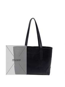 1 Pc New Fashion Large Capacity Portable Contrast Checker Pattern Double Handle Zipper PU Leather Women's Shoulder Tote Bag For Travel Business&For Office&Gifts For Friends