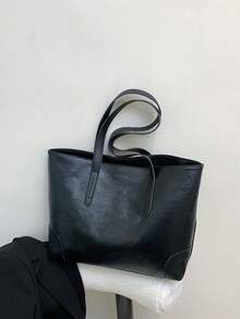 1 Pc New Fashion Large Capacity Portable Contrast Checker Pattern Double Handle Zipper PU Leather Women's Shoulder Tote Bag For Travel Business&For Office&Gifts For Friends