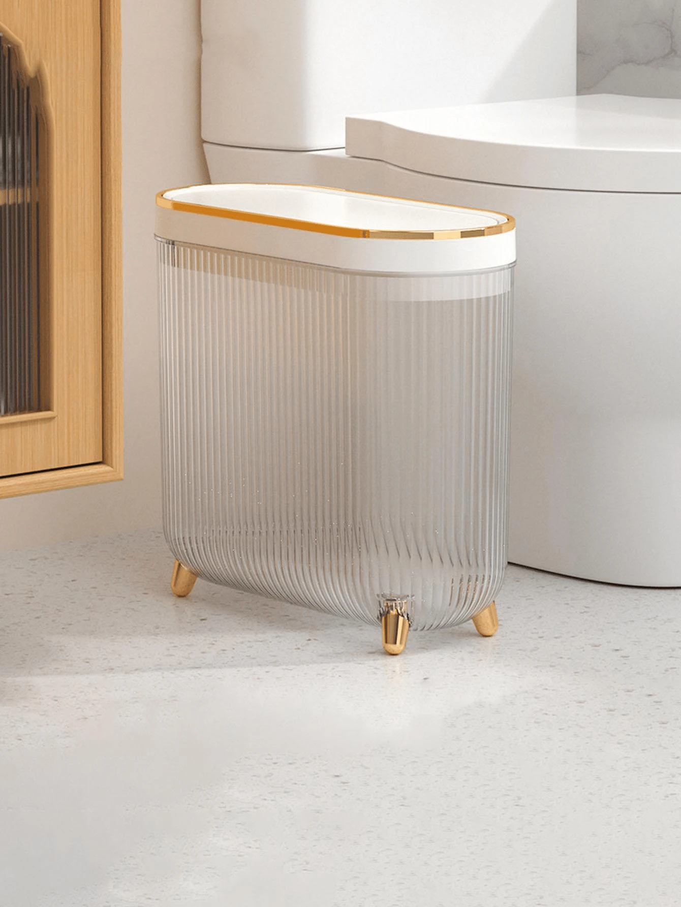 Ánh sáng sang trọng Phòng khách Thùng rác Trong suốt Ruy băng Che phủ Loại áp lực - Vật dụng trong nhà Lớn Phòng vệ sinh Phòng vệ sinh Phòng ngủ Văn phòng Giấy Rổ - trắng - Xem 1