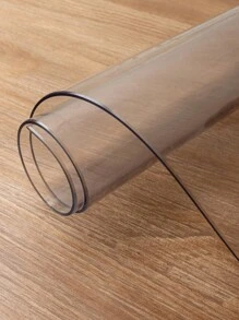 1pc Customizable Size Transparent Pvc Table Mat With Rounded Corner Design, Waterproof, Oilproof And Heat Resistant, Preventing Liquid Penetration, Anti-Scratch And Anti-Wear, Easy To Clean, Slanted Cut Design Prevents Hand Cutting, Suitable For Living Room And Home Use
