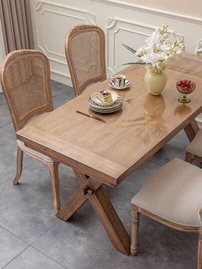 1pc Customizable Size Transparent Pvc Table Mat With Rounded Corner Design, Waterproof, Oilproof And Heat Resistant, Preventing Liquid Penetration, Anti-Scratch And Anti-Wear, Easy To Clean, Slanted Cut Design Prevents Hand Cutting, Suitable For Living Room And Home Use