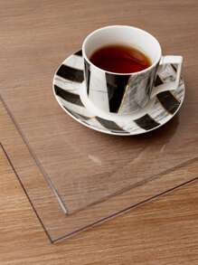 1pc Customizable Size Transparent Pvc Table Mat With Rounded Corner Design, Waterproof, Oilproof And Heat Resistant, Preventing Liquid Penetration, Anti-Scratch And Anti-Wear, Easy To Clean, Slanted Cut Design Prevents Hand Cutting, Suitable For Living Room And Home Use