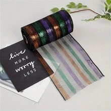 Golden Crafts And Party Mesh Ribbon - 6-Inch Metallic Gold Decoration Yarn, 10-Yards Roll For DIY, Festive And Fashion Projects - Multicolor - View 20