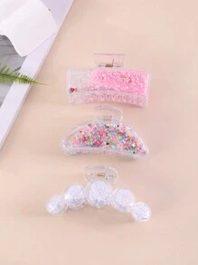 3 cái/bộ Dễ thương Nhiều màu Hình dạng Chất lỏng Cát Móng vuốt tóc - Nhiều màu - Xem 2