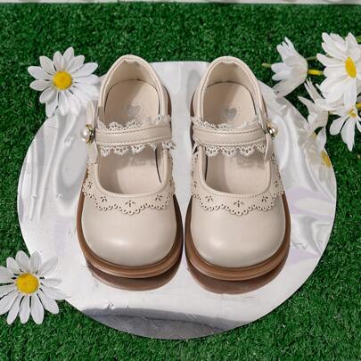 女童公主鞋，春秋新款软底花卉边蝴蝶结装饰时尚漂亮