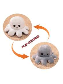 1 pieza Muñeco de peluche de pulpo reversible y creativo, peluche de pulpo volteables por ambos lados - Multicolor - Ver 3