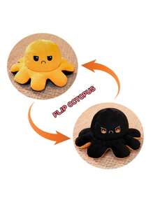 1 pieza Muñeco de peluche de pulpo reversible y creativo, peluche de pulpo volteables por ambos lados - Multicolor - Ver 4