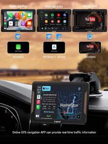 7 Inch Portable Car Stereo Wireless Apple CarPlay Android Auto