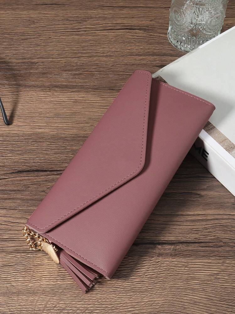 Fold Over Women Fashion Modern Business Slim Portable Versatile Large Capacity Credit Card Zipper ID Card Cash Storage Business Casual Perfect School College Work Business Commute Teacher's Day Back To School Holiday Office For Birthday Gift On Valentine Day Lady Female Women White-Collar Workers College Student Bag School Supplies For School Dorm Room & Back To School For Women Wallet Purse Wallet Long Wallet - Dusty Pink - View 2