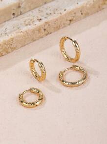 2 對時尚不鏽鋼花卉設計小圈耳環適合女士日常工作和生活佩戴