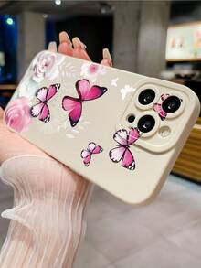 1 Ốp điện thoại họa tiết hình con bướm và hoa hồng Tương thích với iPhone, Samsung, Xiaomi/Redmi, Oppo/Realme, Vivo, Infinix - trắng - Xem 2