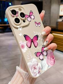 1 Ốp điện thoại họa tiết hình con bướm và hoa hồng Tương thích với iPhone, Samsung, Xiaomi/Redmi, Oppo/Realme, Vivo, Infinix - trắng - Xem 3