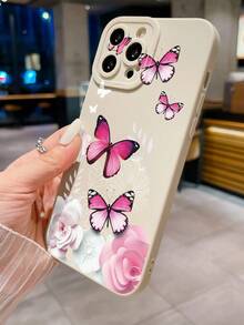 1 Ốp điện thoại họa tiết hình con bướm và hoa hồng Tương thích với iPhone, Samsung, Xiaomi/Redmi, Oppo/Realme, Vivo, Infinix - trắng - Xem 5