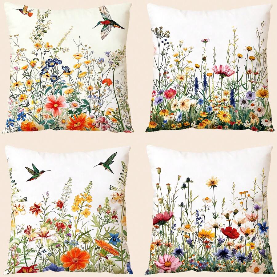 4入組沙發、家庭、客廳、臥室、汽車裝飾用靠墊套,單面印花聚酯纖維靠墊套 - 彩色 - 查看 1