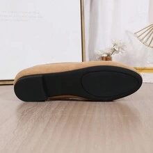 圓頭專利皮革輕便百搭純色便鞋,適用於四季 - 杏色 - 查看 6