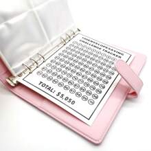 100 天闪光信封省钱挑战活页夹，带现金信封袋和金额贴纸 A5 PU 皮革存储预算计划簿财务挑战储蓄账户笔记本可节省 5,050 美元 - 黑色 - 查看 4